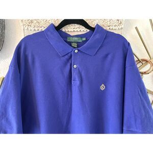 Y2K LAUREN RALPH LAUREN Royal Blue Collard Classic Polo Sz XXL Blue Polo Shirt